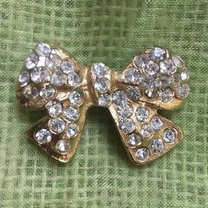 Gold metal Rhinestone bow buttons